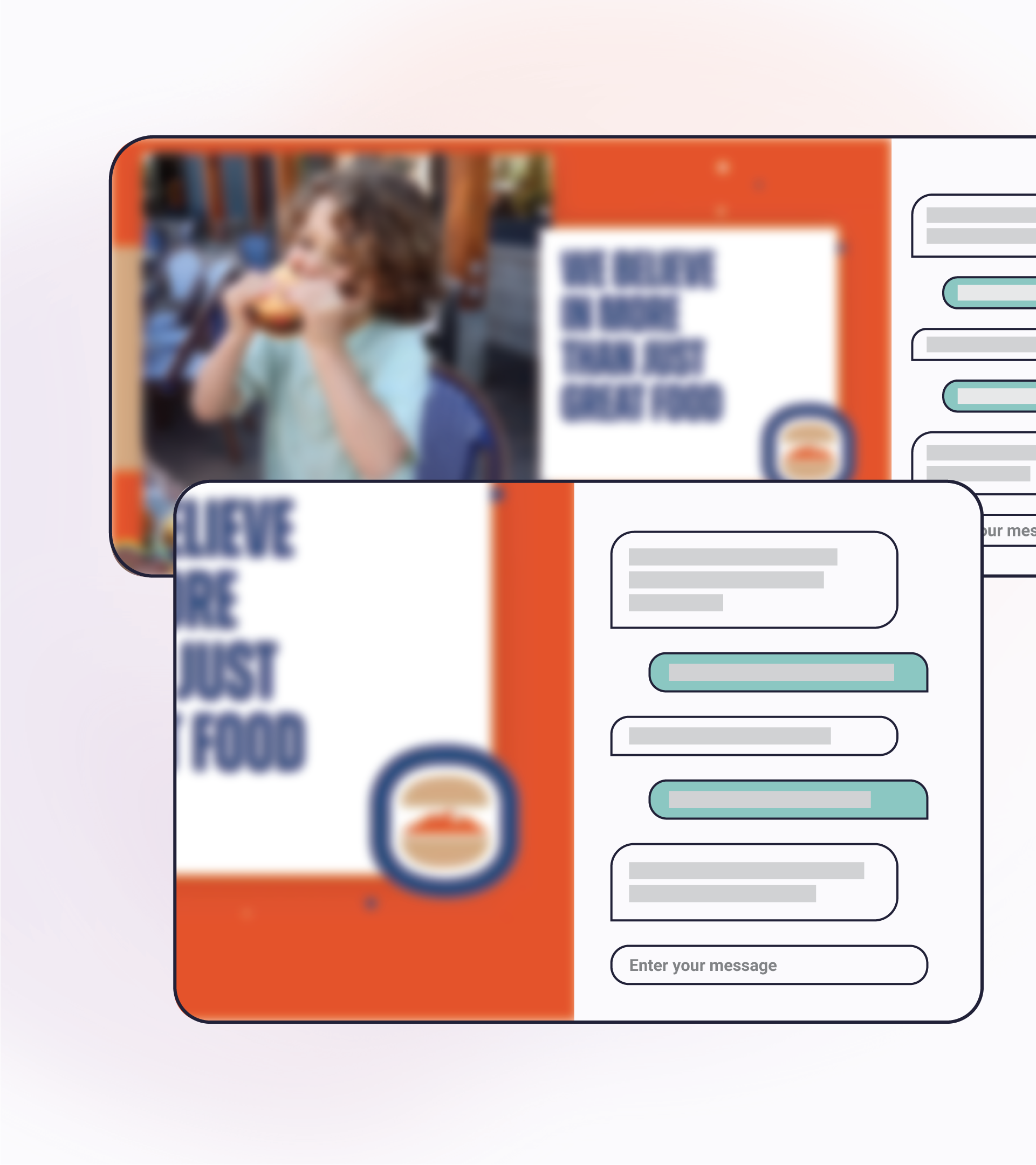 A screenshot of the ad preview and chat editor