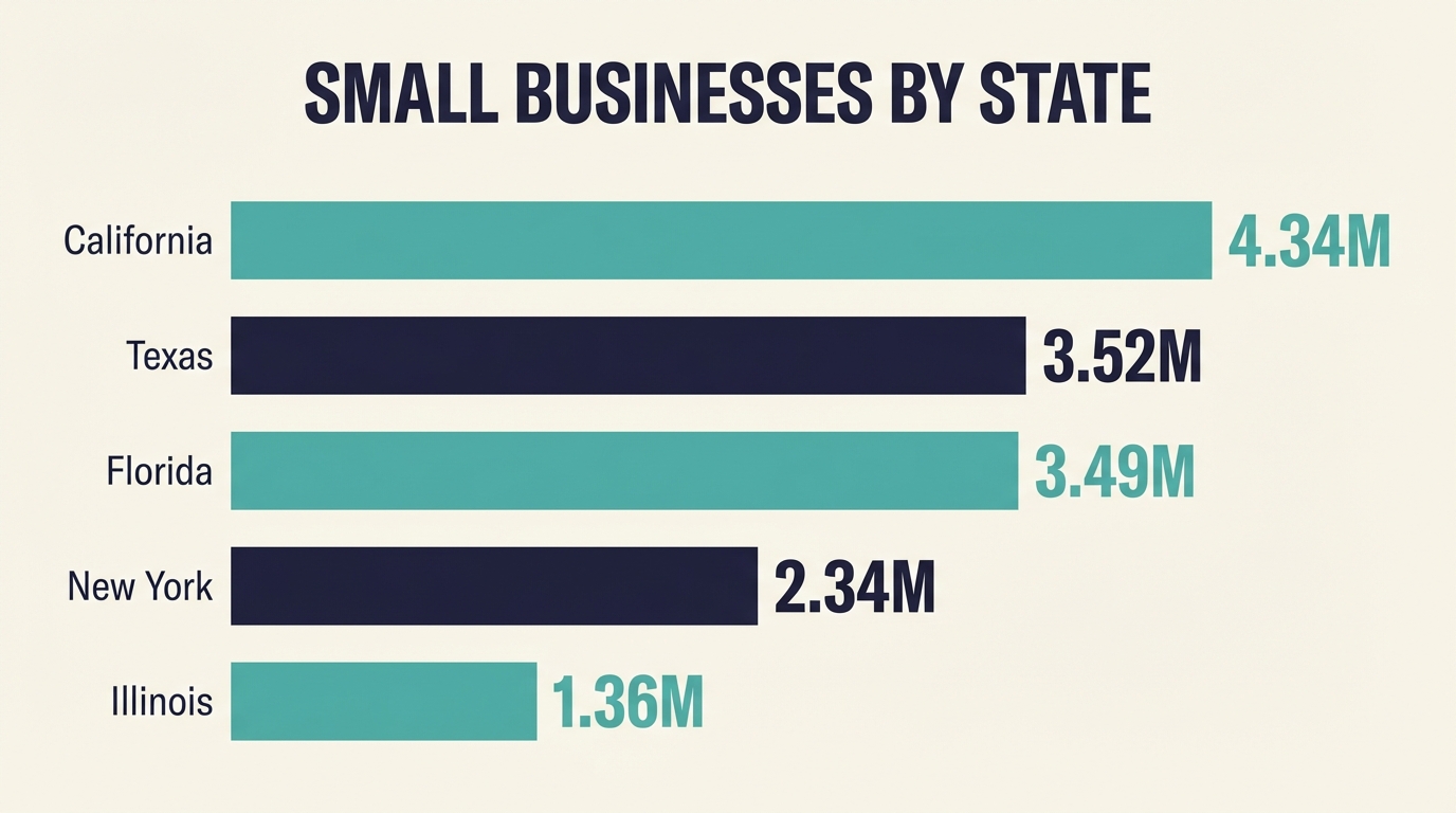 US Small Business Count Images - State Distribution