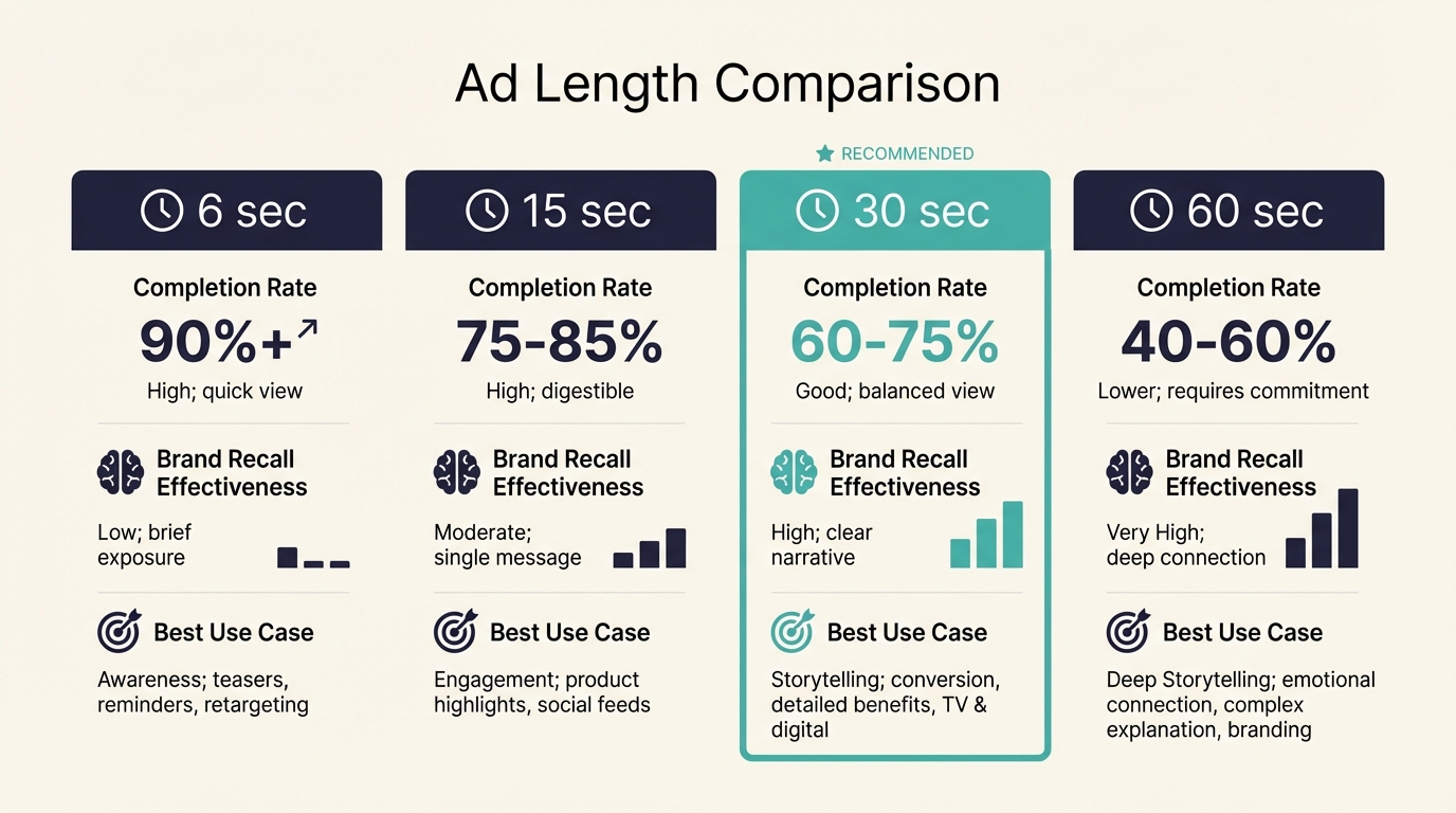 Optimal TV Commercial Length - Length Comparison