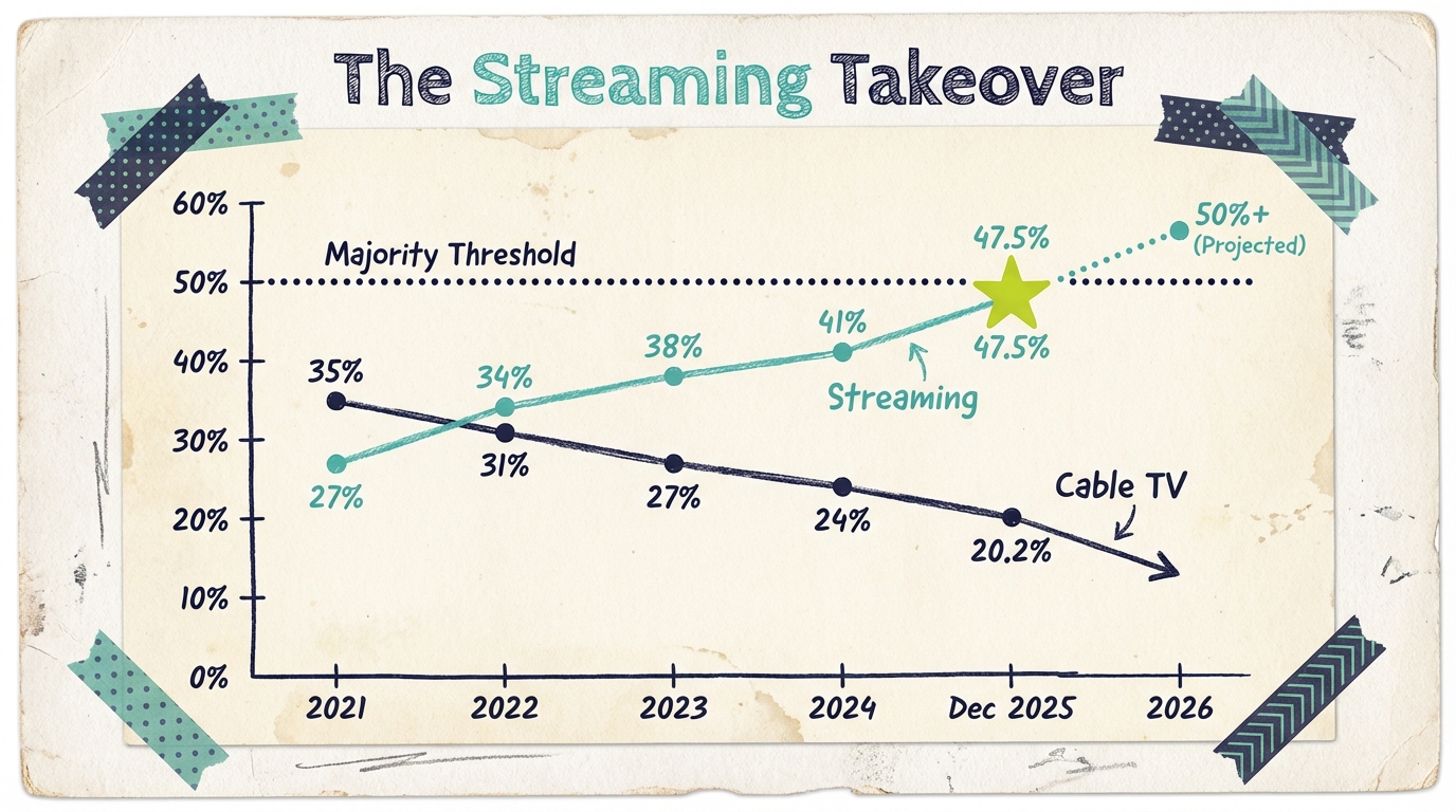Cable vs Streaming Viewing Share Q4 2025 - Trajectory Projection