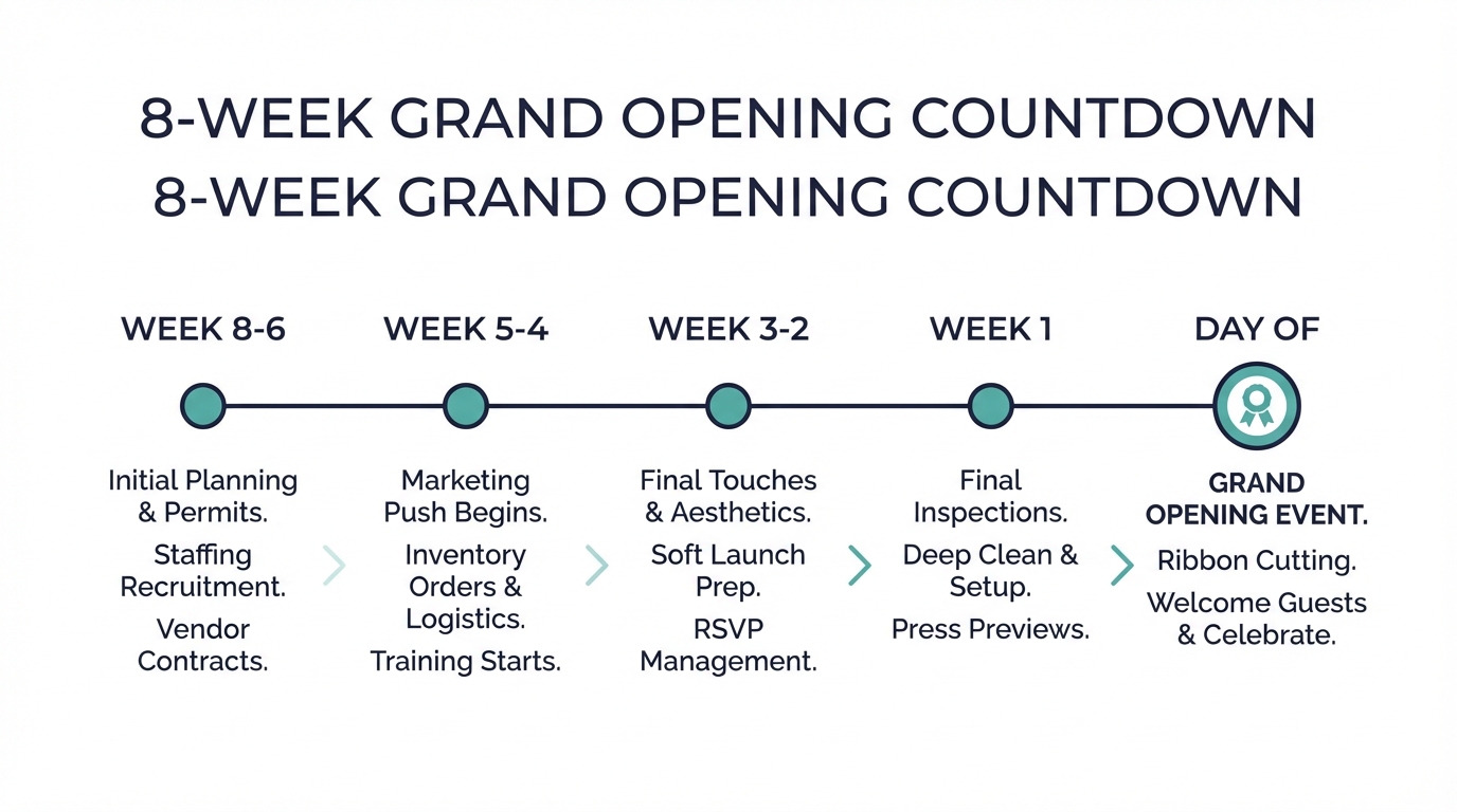 How to Advertise a Grand Opening (And Pack the House) - Timeline 8weeks