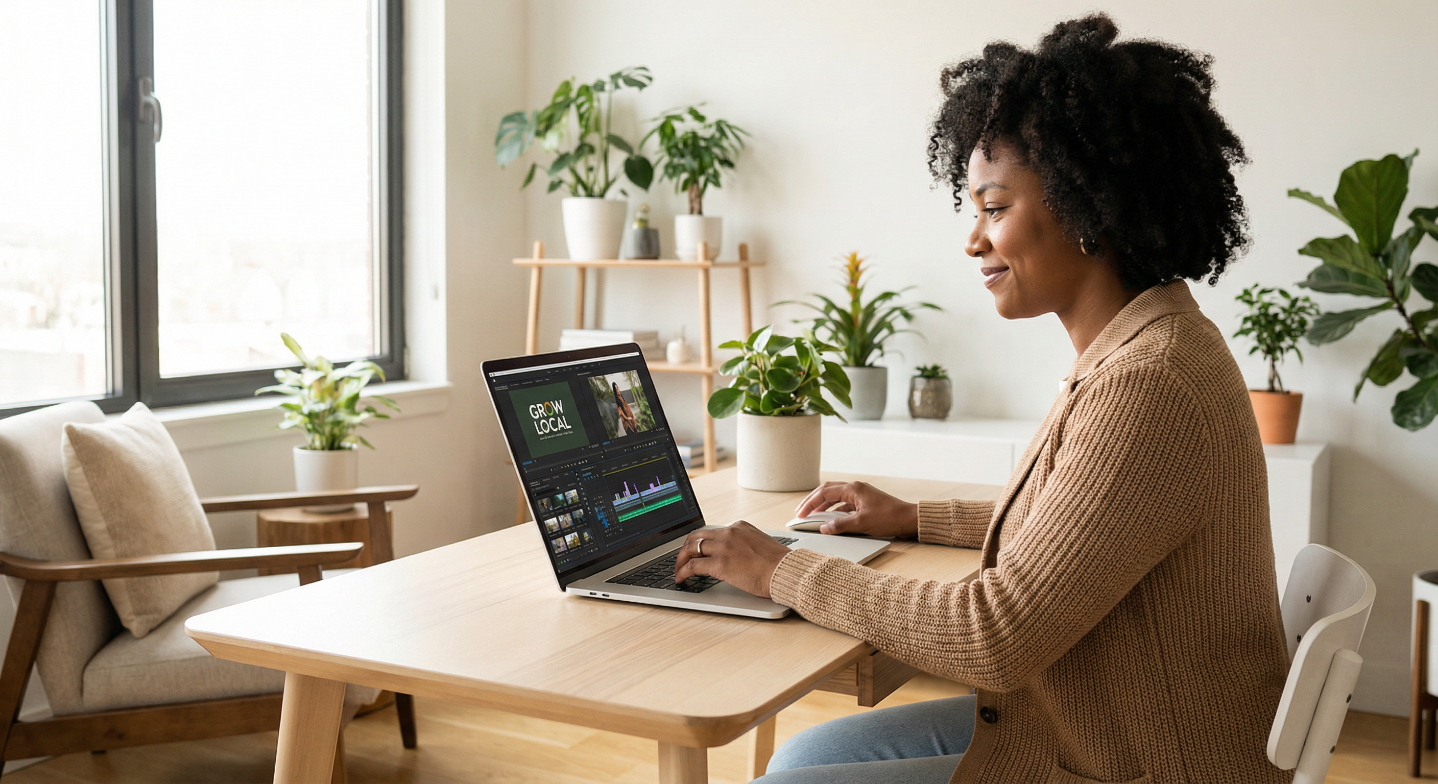 Business owner creating a TV ad with Adwave