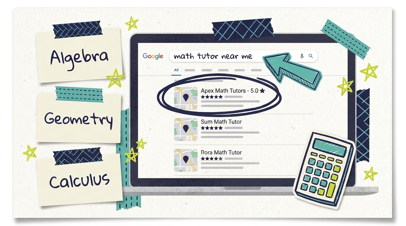Laptop showing math tutor Google search
