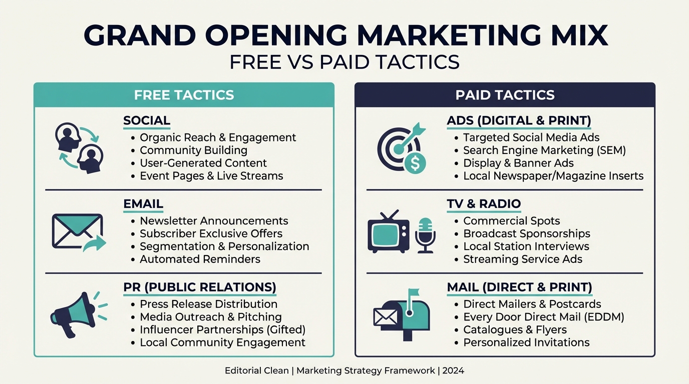 How to Advertise a Grand Opening (And Pack the House) - Marketing Mix