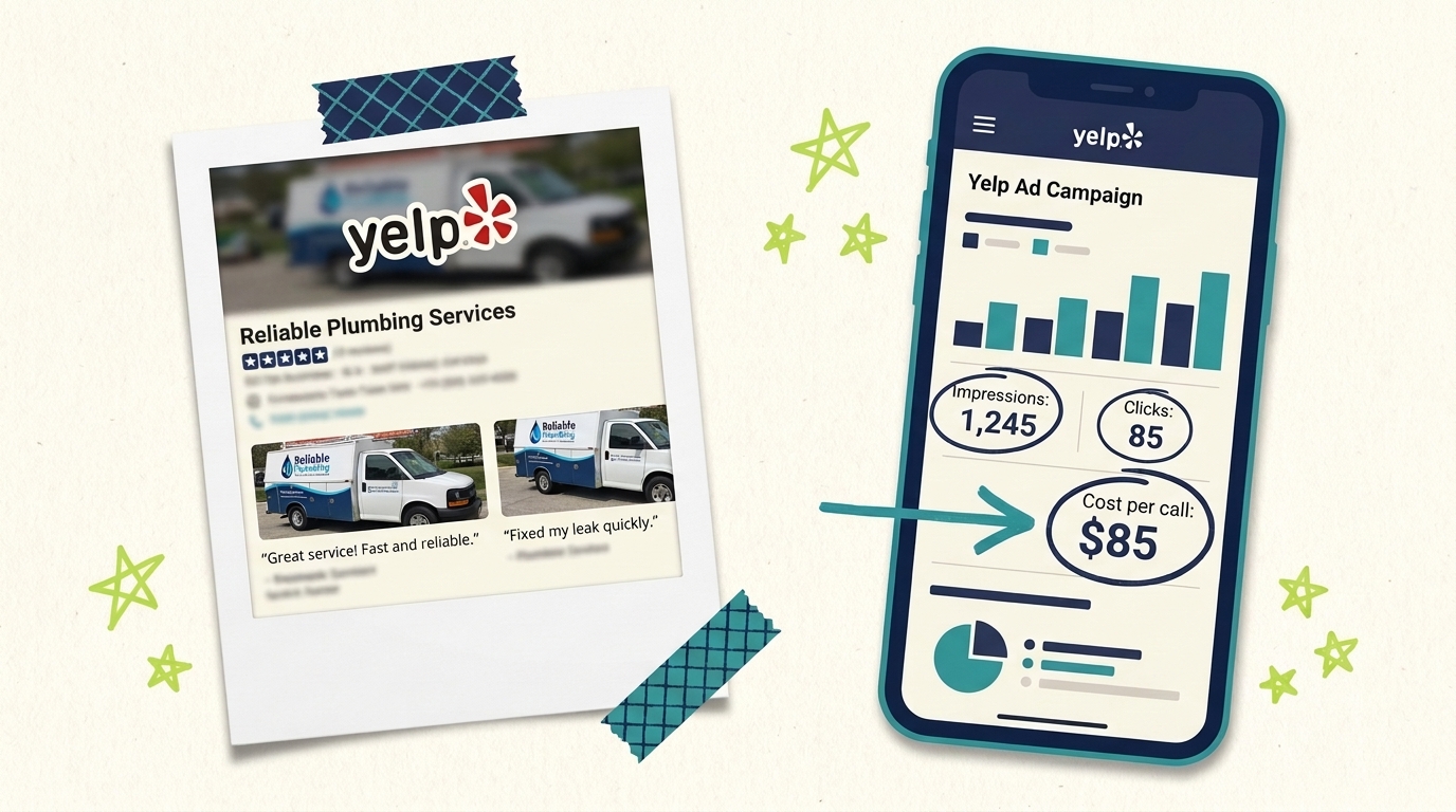 Yelp profile and Yelp ad campaign dashboard