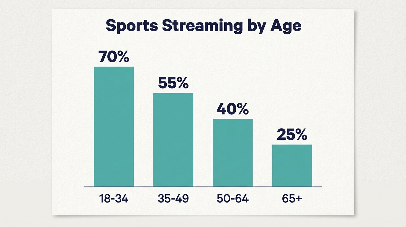 What percentage of TV viewing is live sports? (Q3 2025) - Demographics Breakdown
