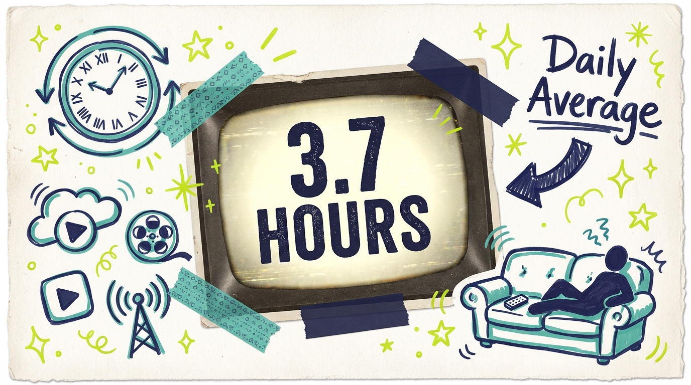 How many hours do Americans watch TV per day? (Q2 2025)