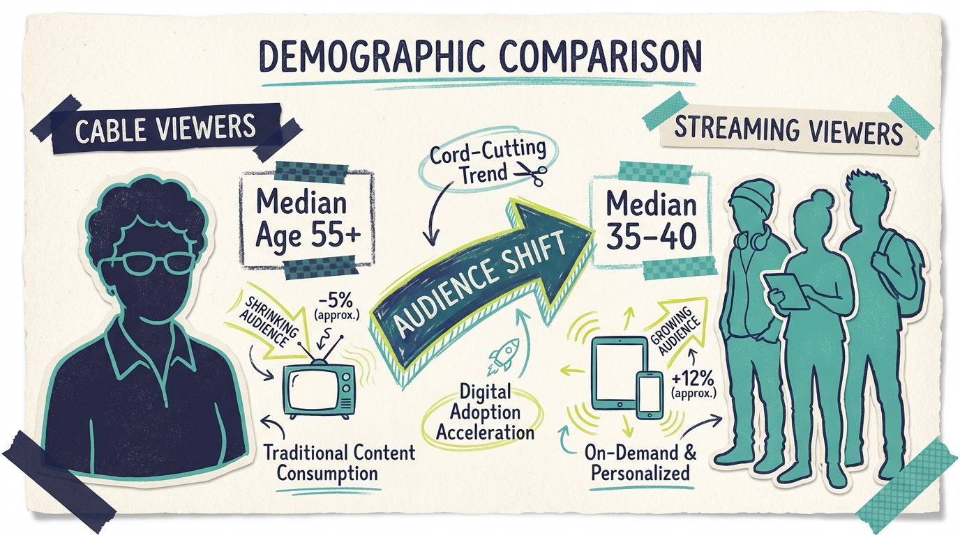 Cable vs Streaming Viewing Share Q4 2025 - Demographic Comparison