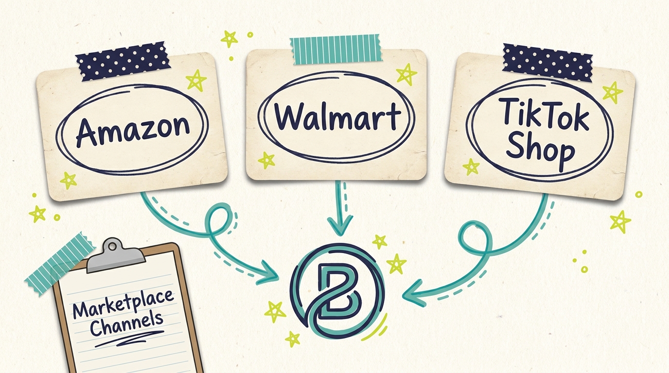 Multi-marketplace storefronts: Amazon, Walmart, TikTok Shop