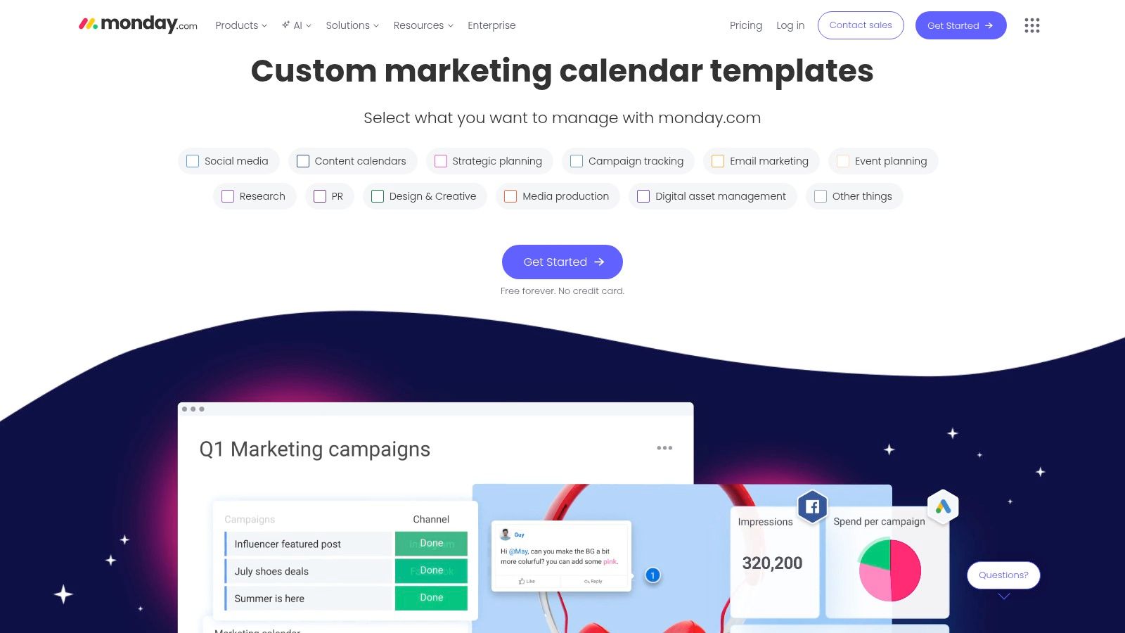 monday.com: Marketing Calendar Template