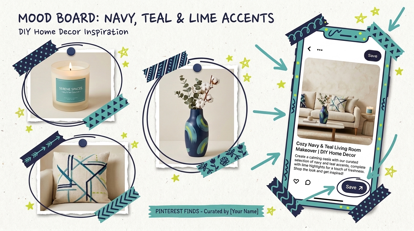 Pinterest mood board with home decor products