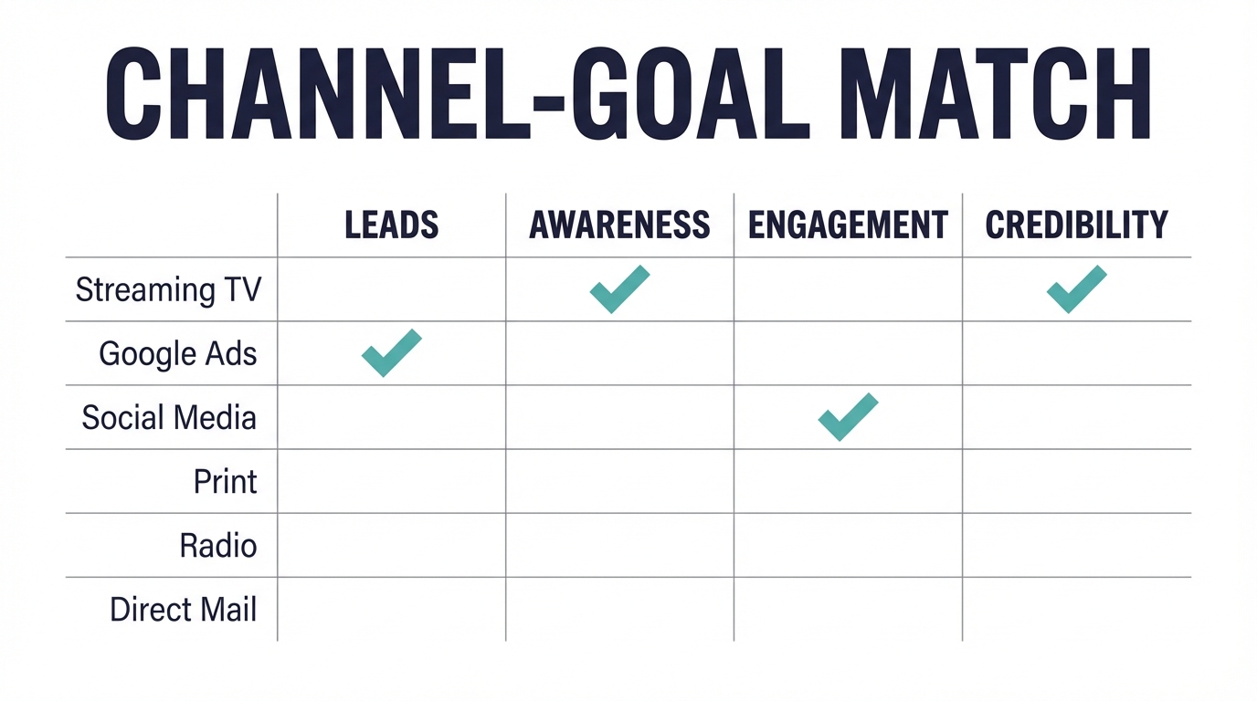 Best Local Advertising Channels - Channel Goal Matrix